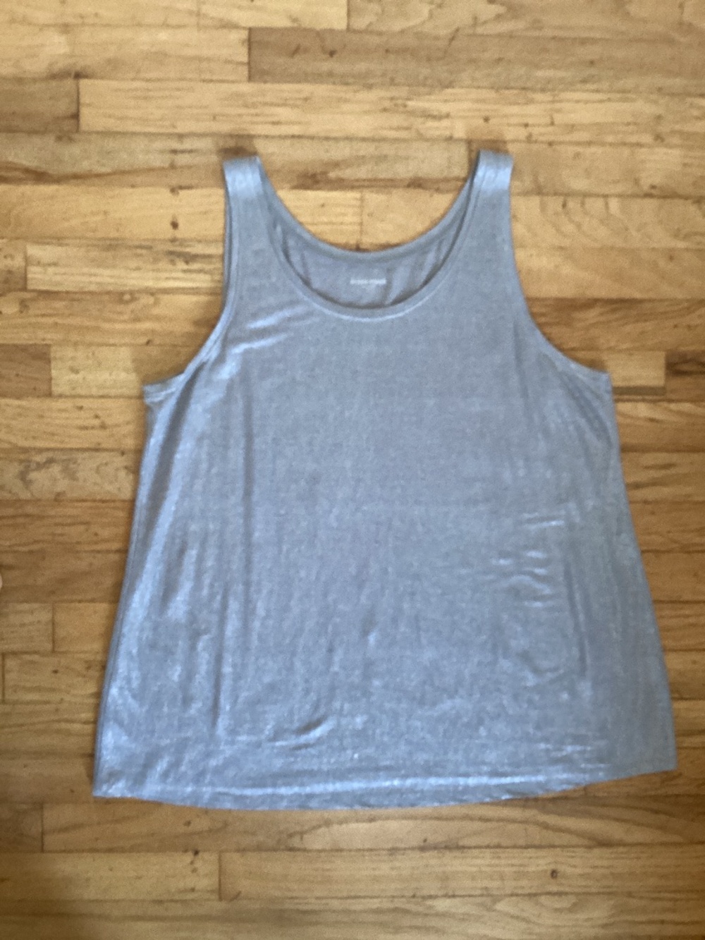 Eileen Fisher silver shimmery linen slubbed tank size large minimalist